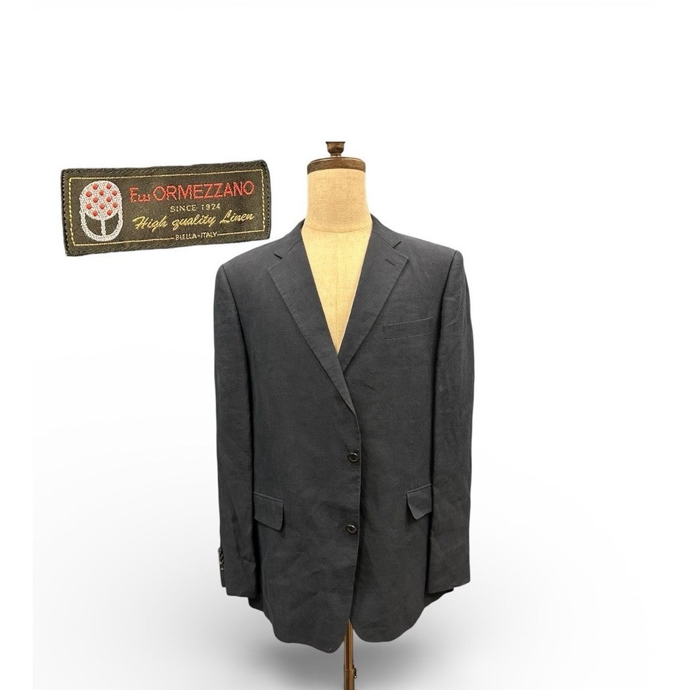 Nordstrom Men's Sport‎ Coat 46L Ormezzano Italian Linen Navy Blue Blazer